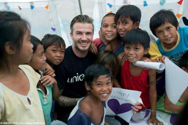 Beckham supports UN typhoon-recovery in Philippines