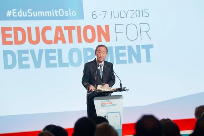 Education 'essential to vision of a life of dignity for all,' says Ban at Norway summit