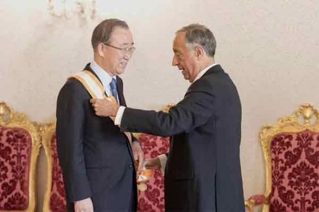 Wrapping up official visit to Portugal, Ban receives ‘Order of Liberty’ medal