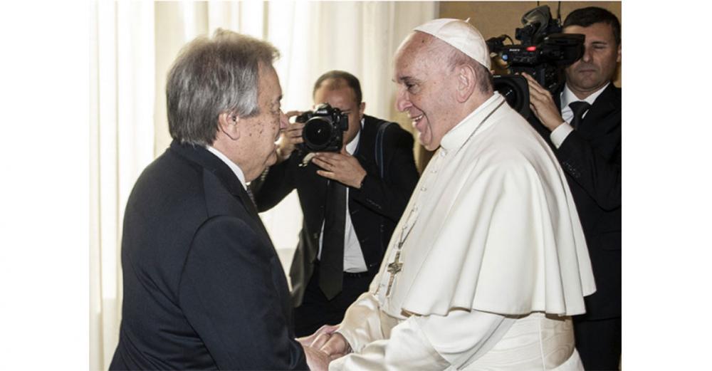 Stand for peace and harmony says Guterres, following meeting with Pope Francis