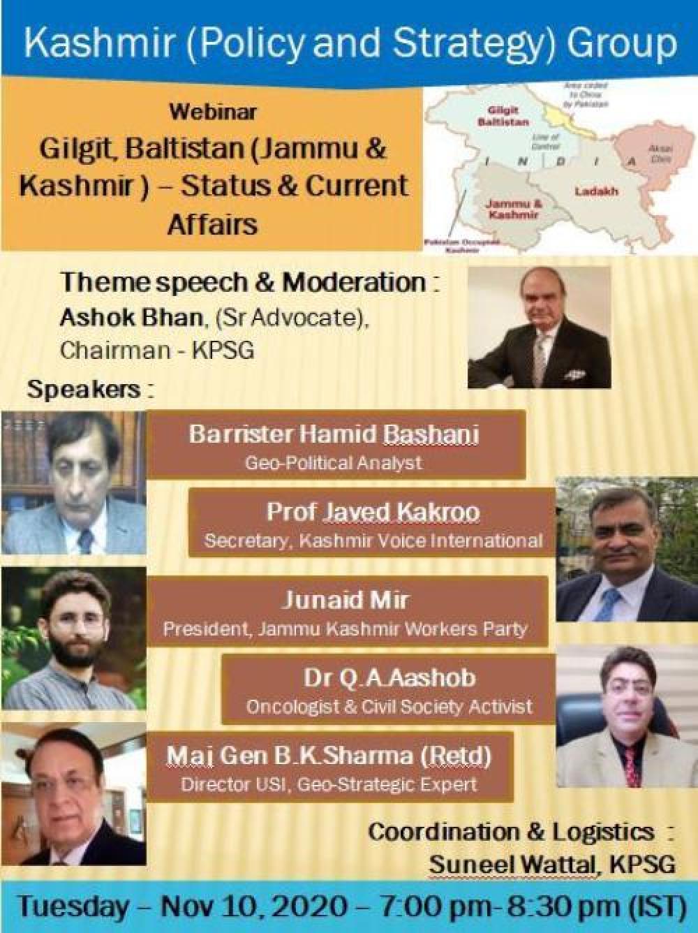 Gilgit Baltistan under illegal occupation of Pakistan since 1947, say experts at a webinar