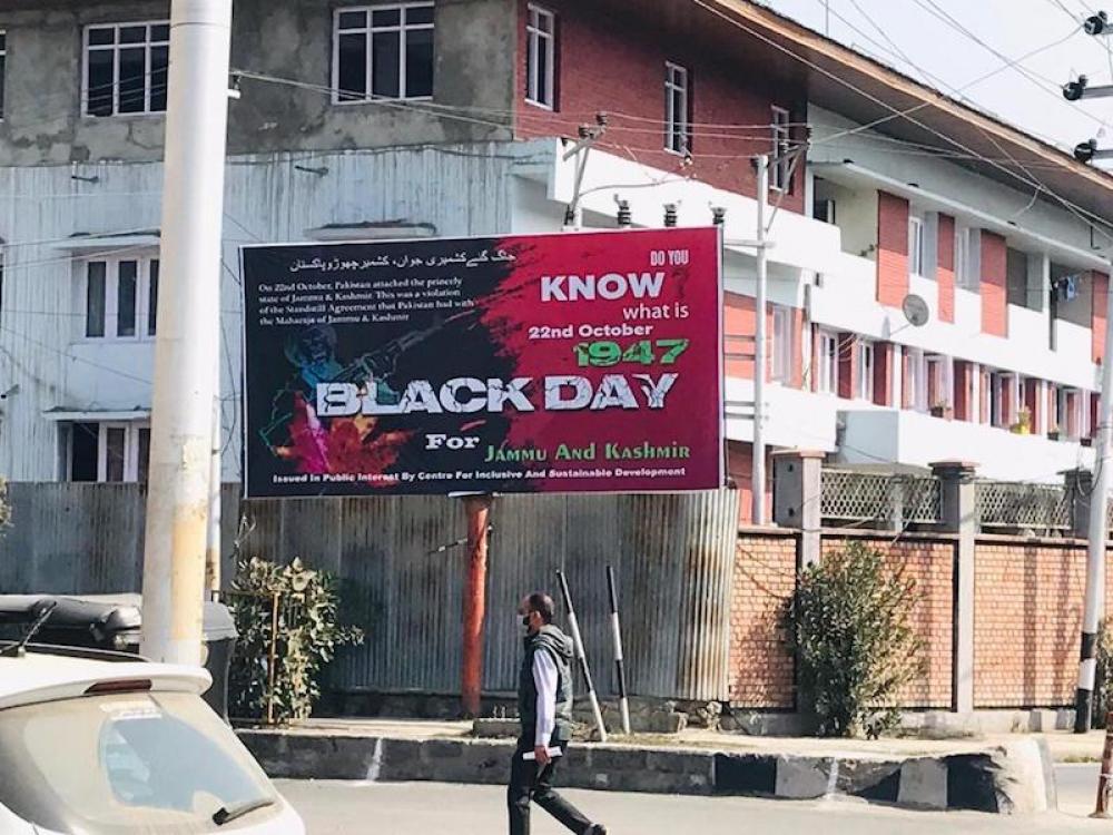 Black Day hoardings in Kashmir against Pakistan's brutal 1947 invasion is thumbs up for India 