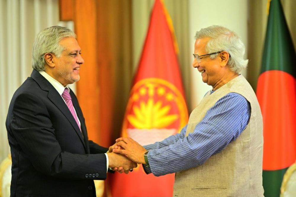 Pakistani Foreign Minister Ishaq Dar, Muhammad Yunus discuss SAARC, other issues during Dhaka meeting Pakistani Foreign Minister Ishaq Dar, Muhammad Yunus discuss SAARC, other issues during Dhaka meeting