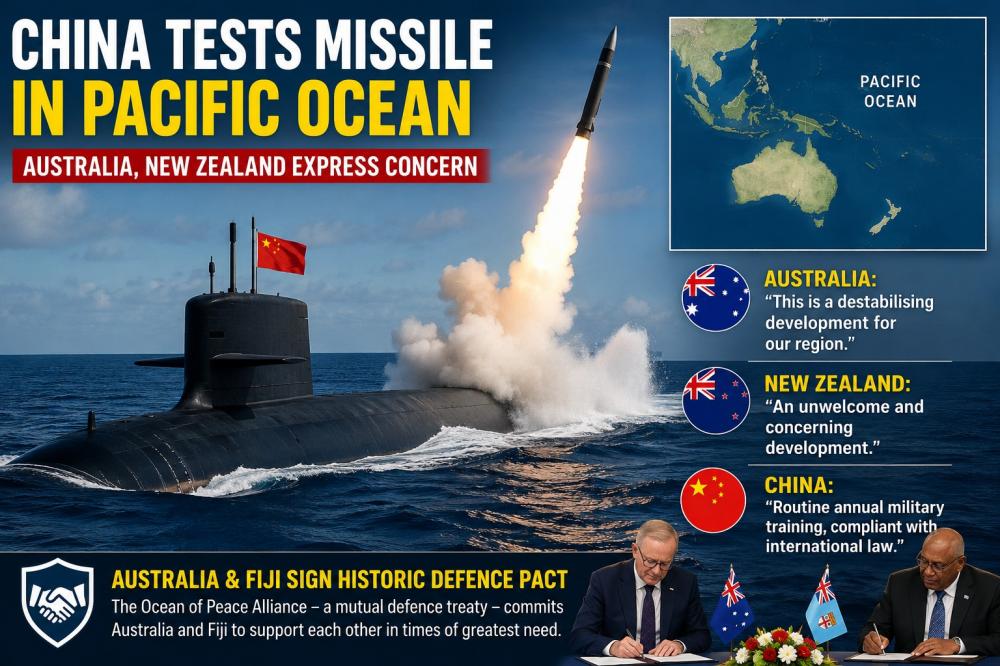 China conducts rare missile launch in Pacific; Australia, New Zealand respond 