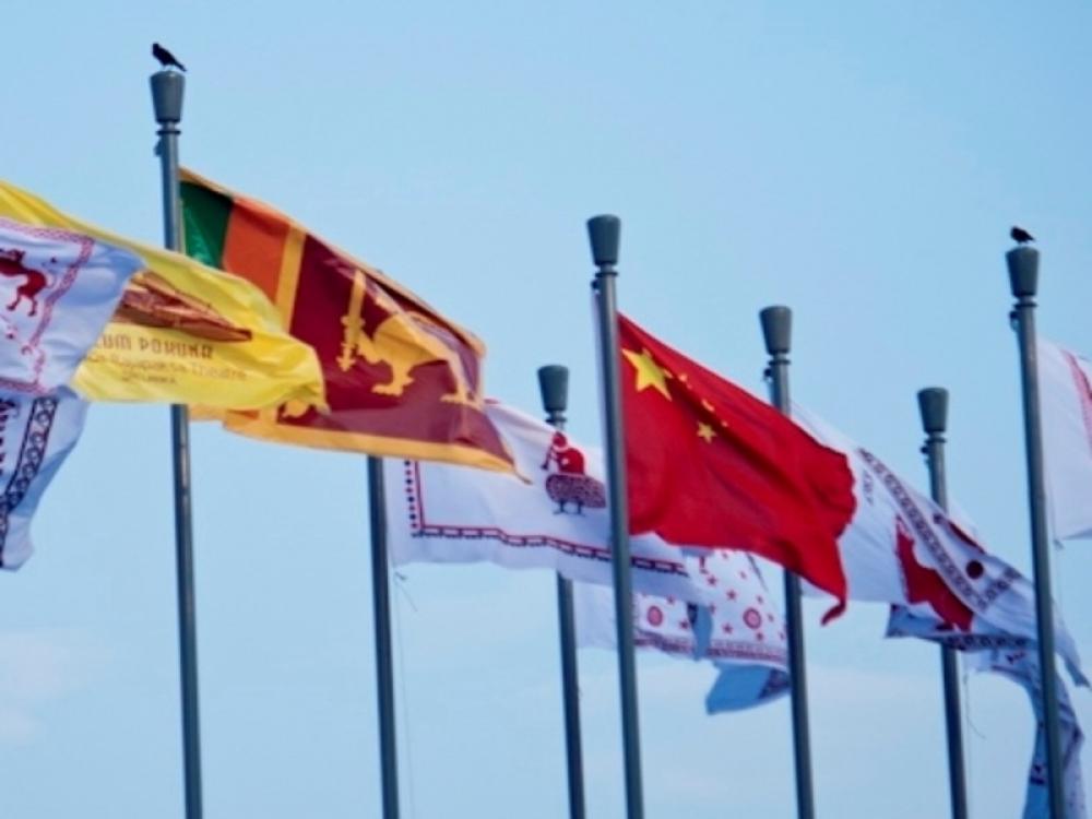 National flags of Sri Lanka and China. File image: Dhammika Heenpella / Images of Sri Lanka / Wikimedia Commons