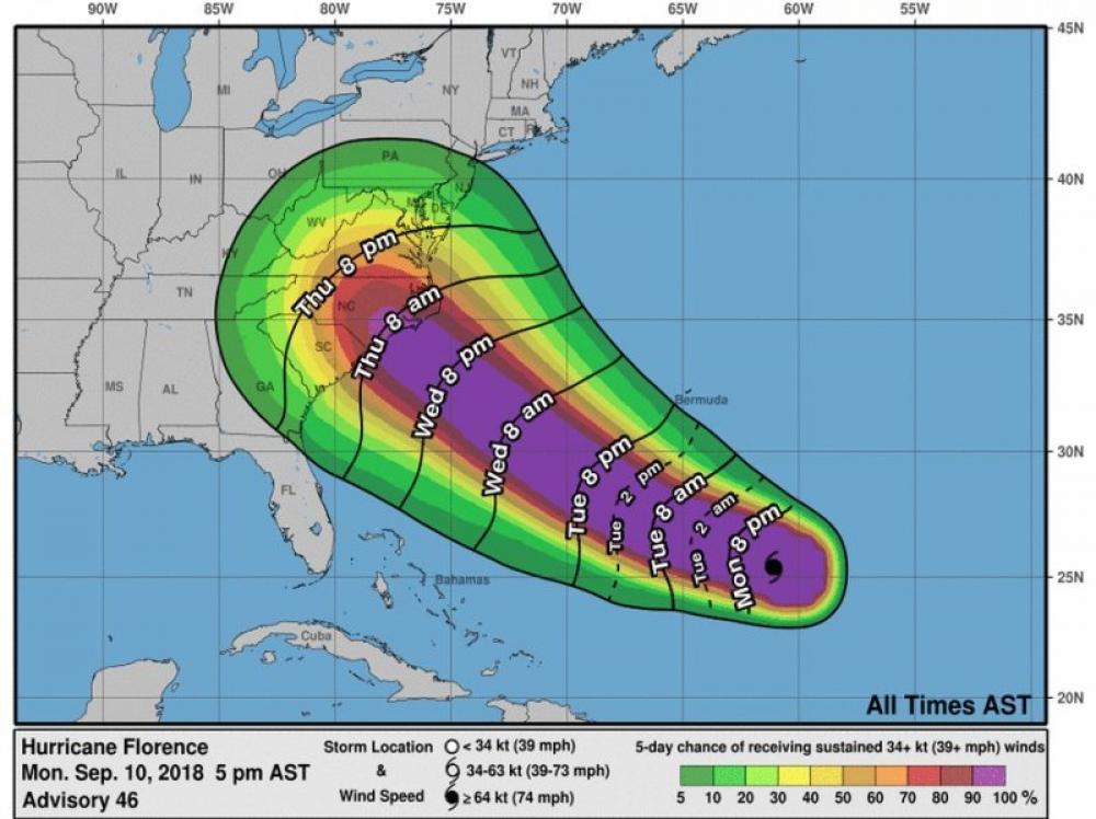 Hurricane Florence to make landfall on Thursday; US President Trump sounds alert 