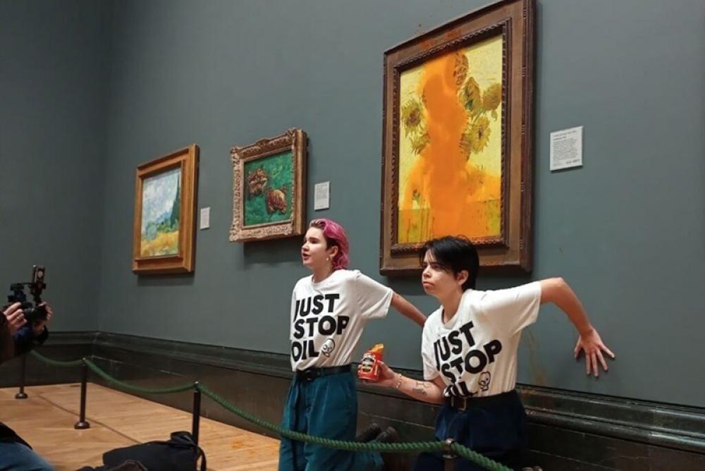UK climate activists arrested after throwing tomato soup on Van Gogh’s painting