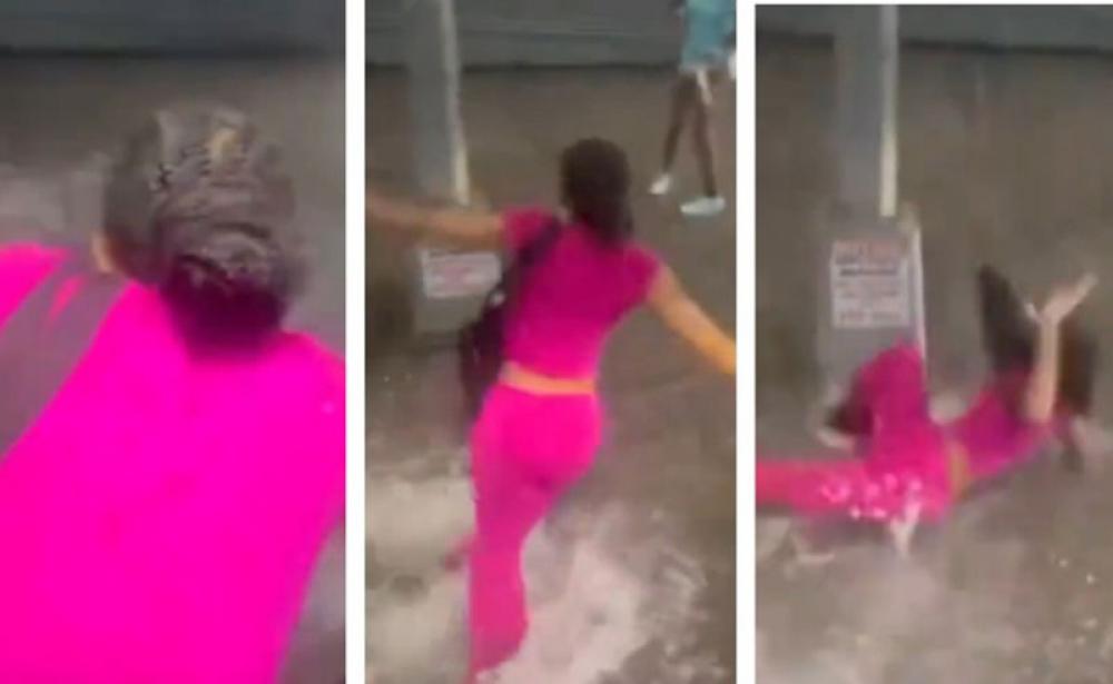 NYC flood horror: Viral video captures woman being carried away by powerful waters 
