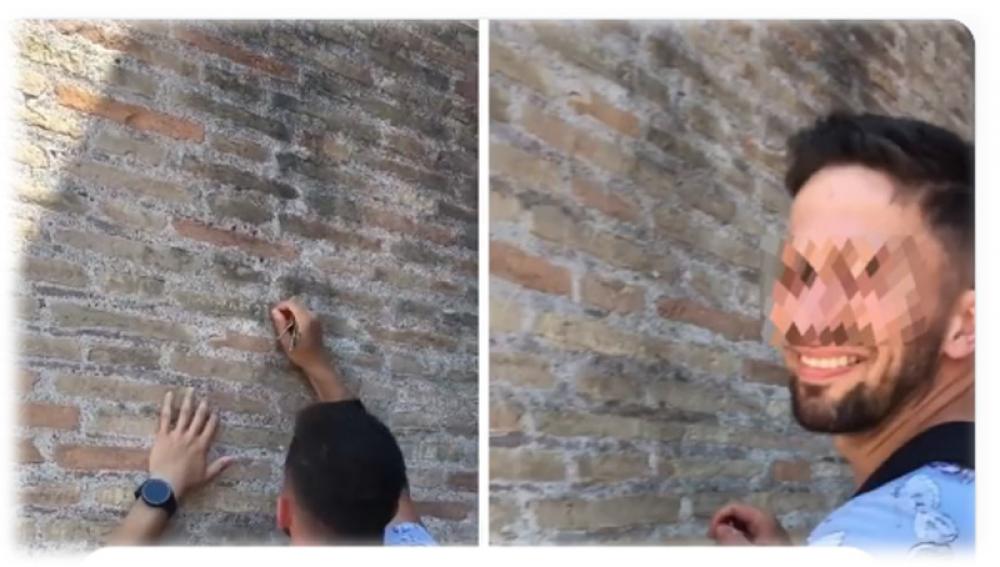 Ivan+Haley 23: Tourist couple caught on camera defacing Italy