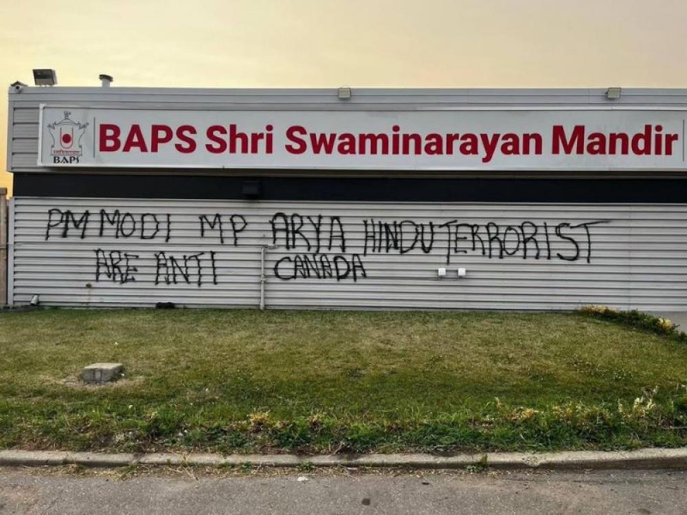 Hindu temple vanadalised with anti-India graffiti in Canada Hindu temple vanadalised with anti-India graffiti in Canada