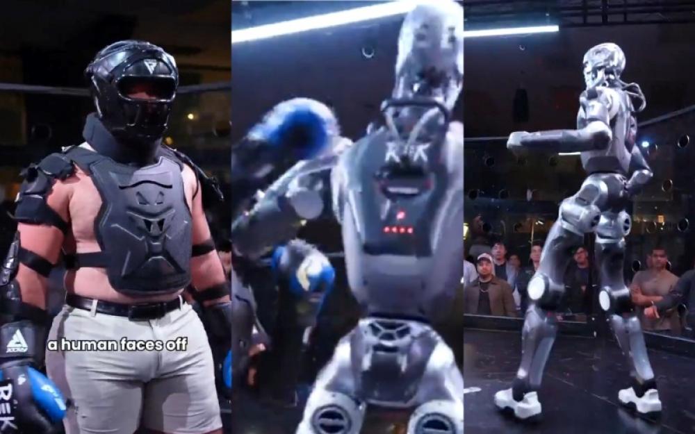 &lsquo;Terminator&rsquo; comes to life? US influencer battles 6-foot humanoid robot in arena 