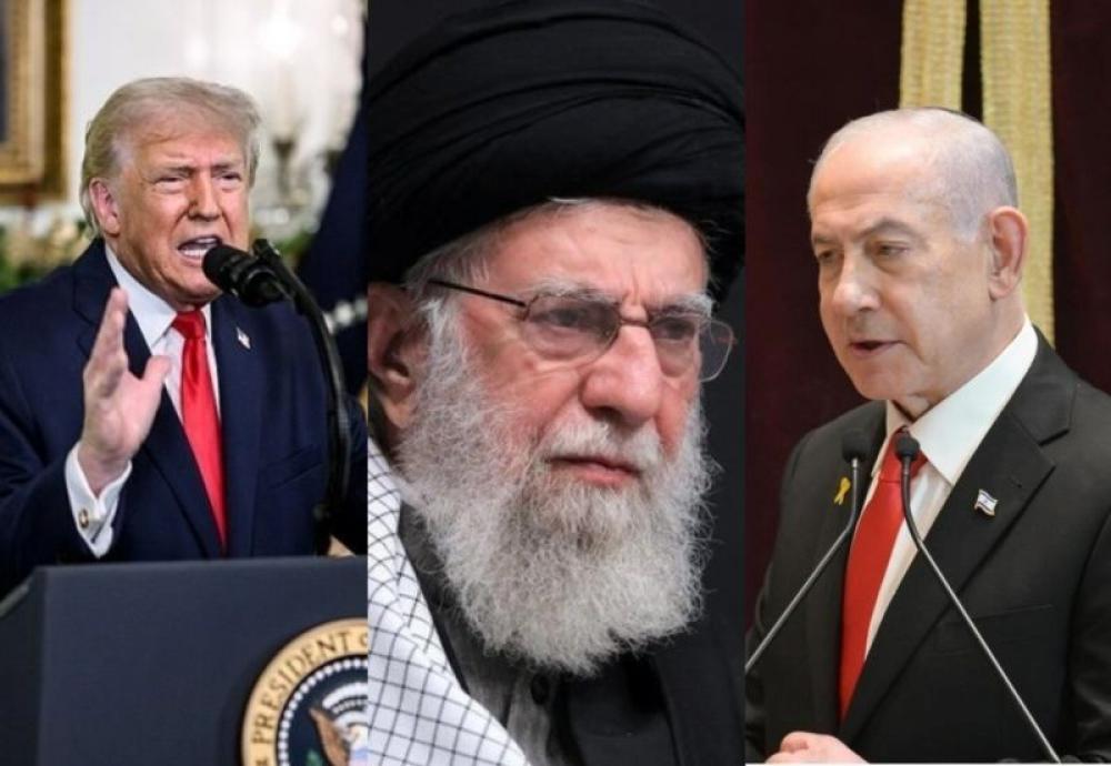 From L-R: Donald Trump, Ali Khamenei & Benjamin Netanyahu. Photo: Official X.