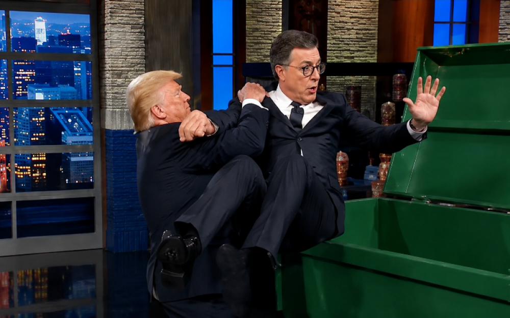 Dumpster drama goes prime time: Trump&rsquo;s AI takedown of Colbert ignites explosive late-night showdown