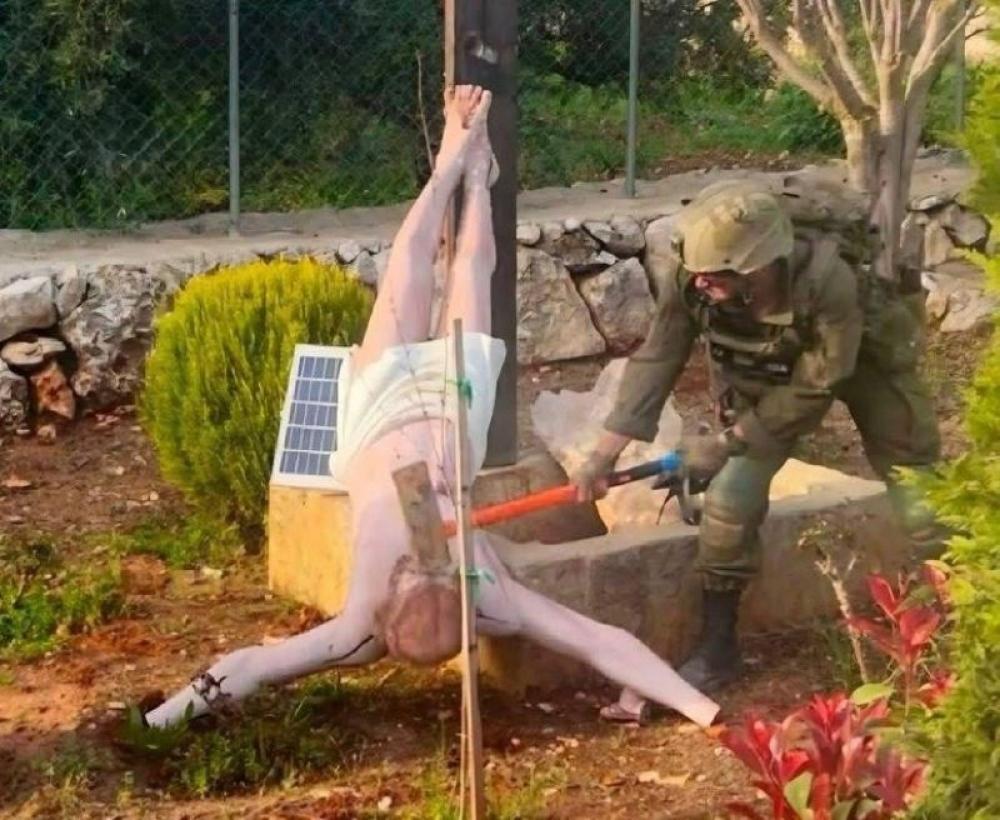 Disturbing viral photo: IDF soldier allegedly seen striking Jesus statue in Lebanon, probe ordered 