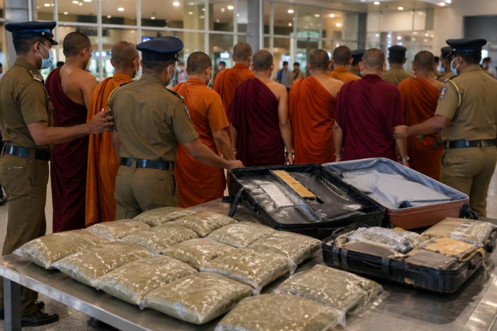 Buddhist monks on Thailand trip arrested with 110 kg of cannabis at Sri Lanka Airport 
