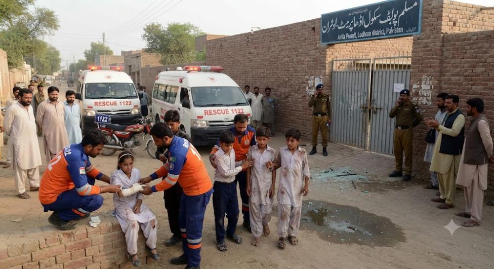 Pakistan: 14 school children, including nine girls, suffer burn injuries after bottles containing an acidic chemical explode