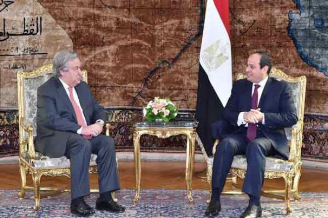 In Cairo, UN chief Guterres underscores political solutions to ease tensions in regional hotspots