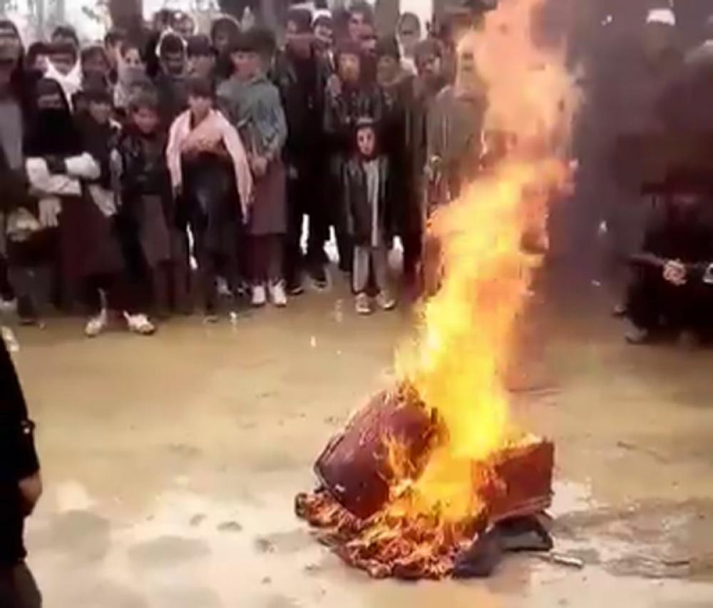 Taliban insurgents burn down musical instruments of local musicians in Afghanistan, video goes viral