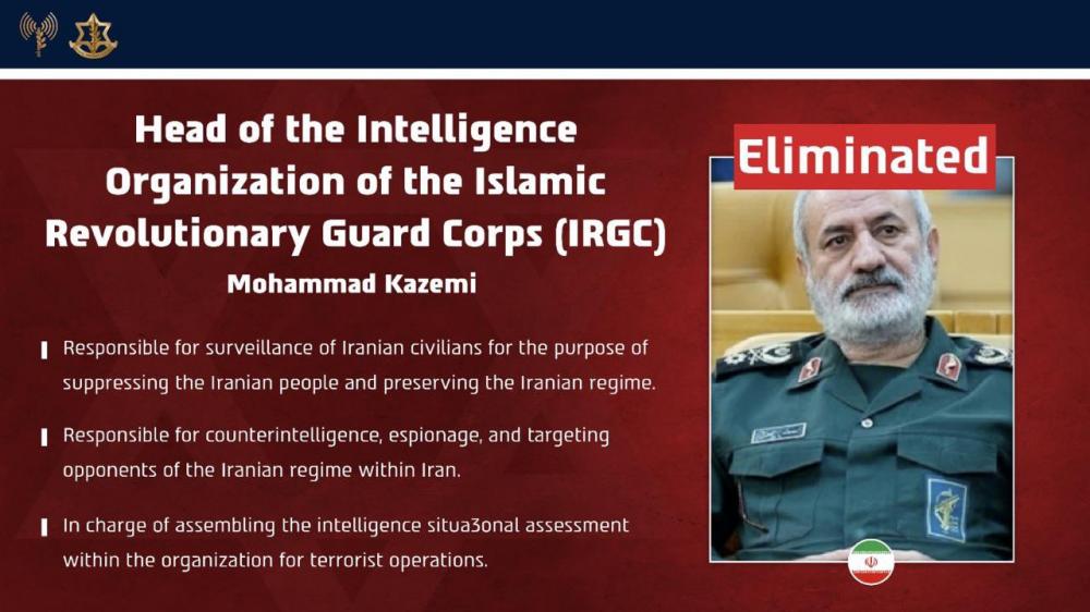 Israel claims eliminated four high-ranking Iranian intelligence officials Israel claims eliminated four high-ranking Iranian intelligence officials