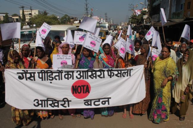 Bhopal gas survivors hold NOTA rally