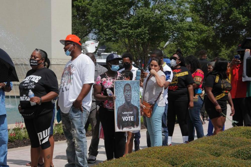 People attend public viewing for George Floyd in Houston 