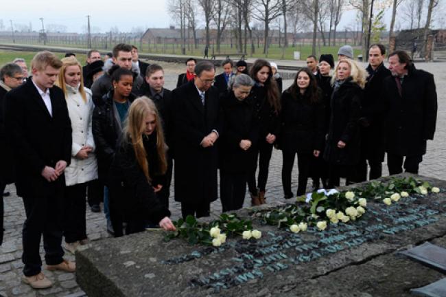 Ban urges dignity of human life at Nazi death camp