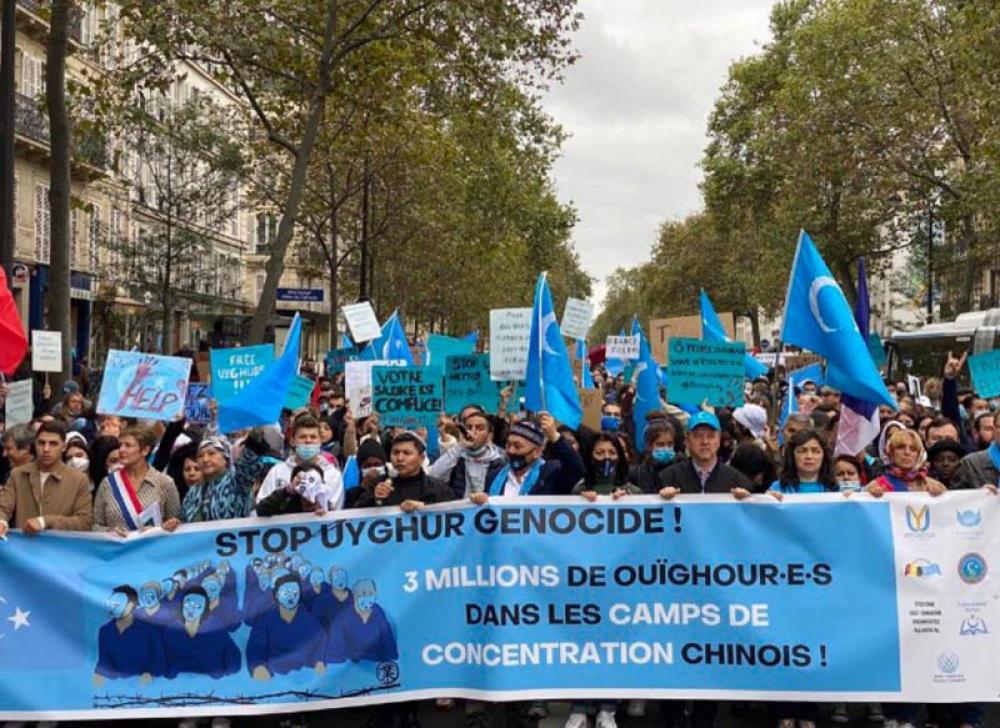 Over 2000 hit Paris streets against Chinese persecution of Uyghur 