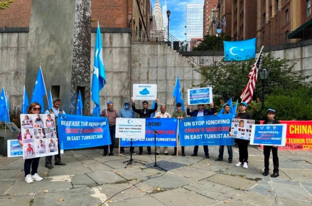 Uyghur rights activists organize protest against China’s atrocities near UN HQ in New York