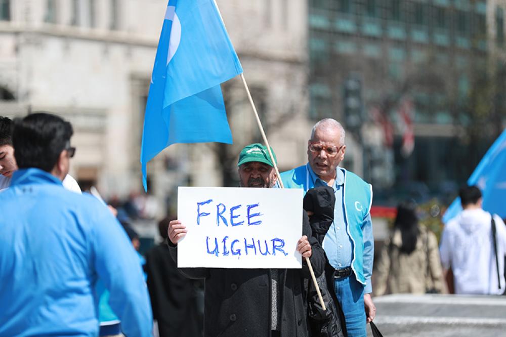 Uyghur activists demonstrate near Chinese Consulate in Istanbul
