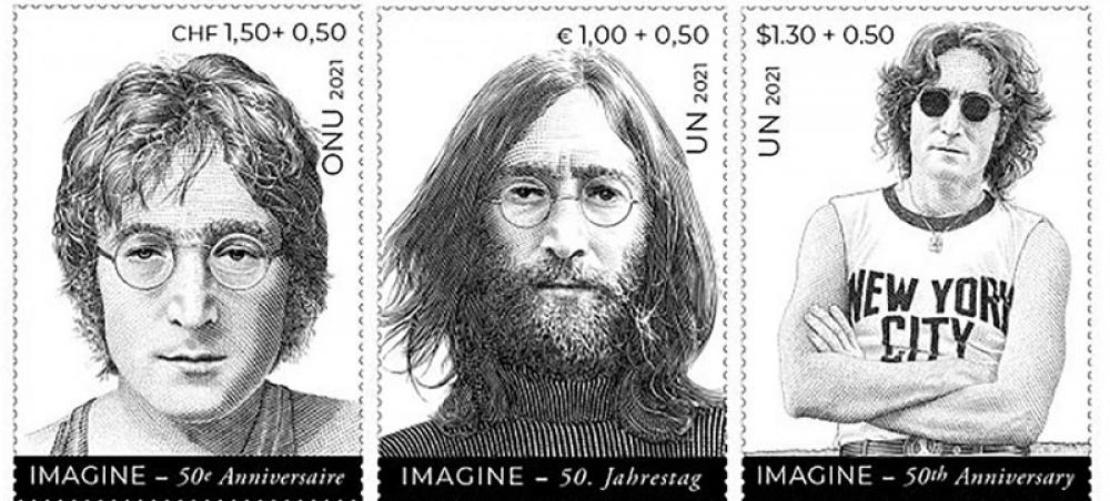 John Lennon, stamps inspiring message of peace, on UN