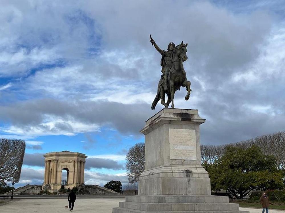 The statue of Louis XIV on horseback at the Promenade du Peyrou. Image by Sujoy Dhar.